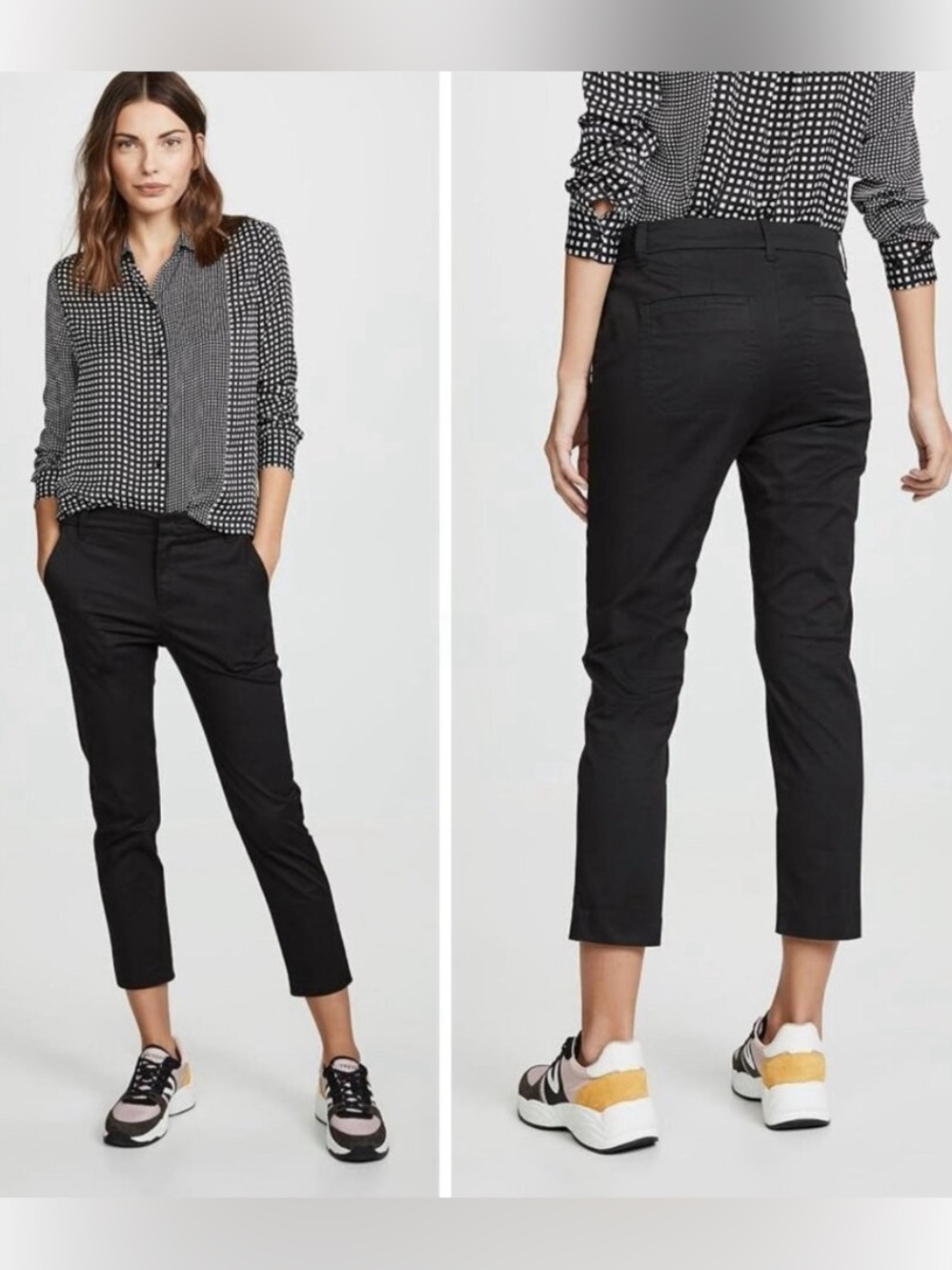 Vince Black Stretch Cotton Cropped Coin Pocket Chino Pants VR72721558 EUC Size 4